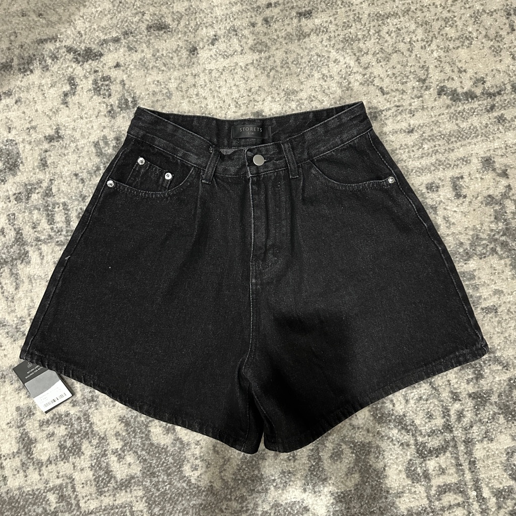 Storets Black High-Waist Denim Shorts